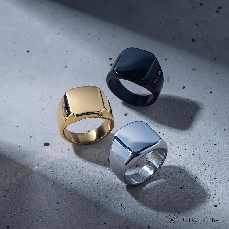 [Cisst Liber] Signet Ring Mens Ring Ring Ring Men's Seal Stand Seal Stand Ring Signet Surgical Stainless Steel Stainless Silver No. 21 ~ No. 22