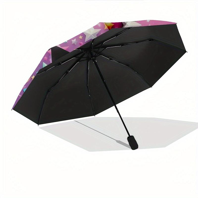 Kuromi Automatic Opening and Closing Parasol Compact Travel Umbrella with 8 Ribs for Women and Men Ideal Birthday/Christmas Gift, Outdoor Ac