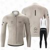 Men Women Thermal Fleece Cycling Set Long Sleeve Bib Pants Road MTB Winter Outdoor Sports