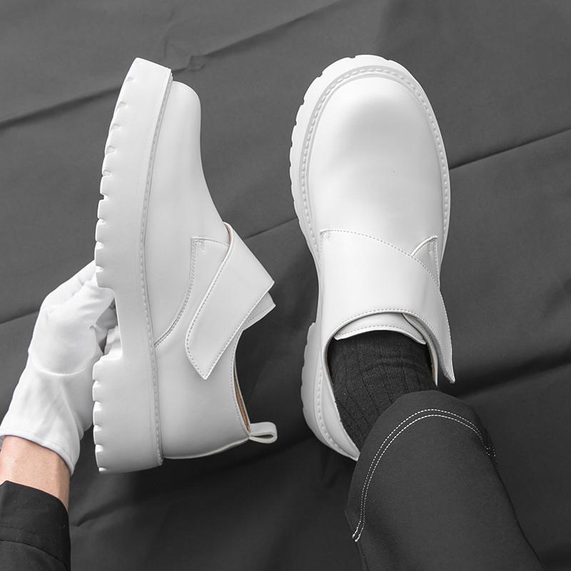 Корейская классическая белая мужская удобная обувь Оксфорды на толстой подошве с нескользящей подошвой Бренд Мужская дышащая деловая повседневная кожаная обувь