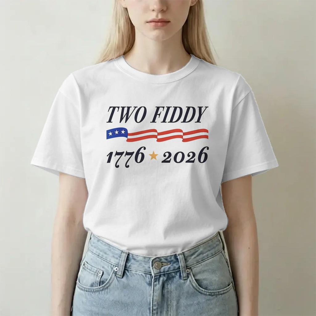 Two Fiddy 4th Of July T Shirt For Unisex Unisex 100 Cotton Awesome Tshirts Round Neck Tees Short Sleeve Tops Adult
