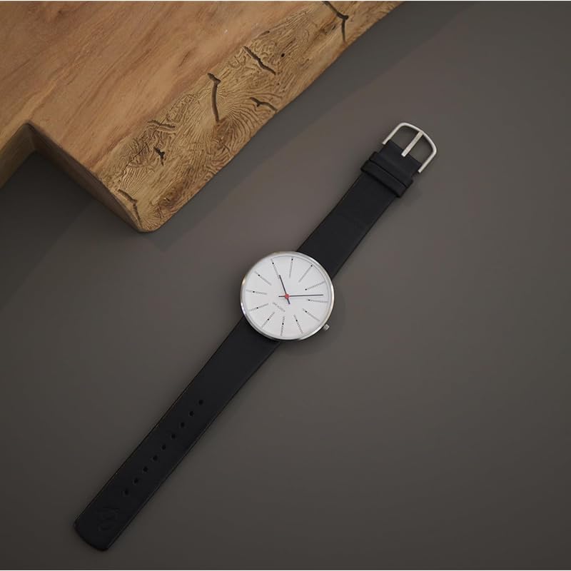 ARNE JACOBSEN watch 40mm nordic design Daily life waterproof (Quiet design without second hand) BANKERS 53102-2001 white black leather