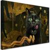 Canvas Print Black Cat Gold Abstract