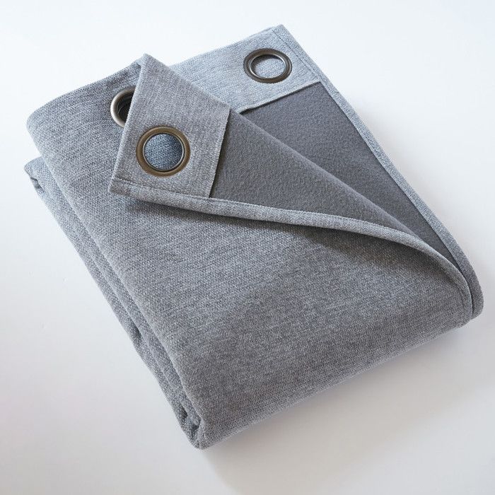 Rideau occultant phonique et thermique doublé polaire "Bjorn" 100% opaque - Bjorn Titane - 1 Panneau Occultant + Polaire 140 x 240 c