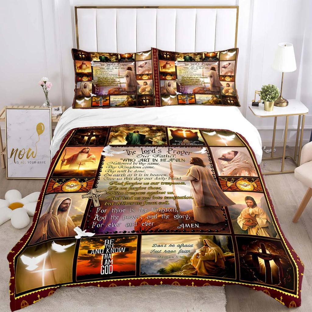 Комплект постельного белья «Иисус, Дева Мария», пододеяльники для фильмов ужасов на Хэллоуин, детское постельное белье, декор, постельное белье с наволочкой, без простыни, 3 шт.