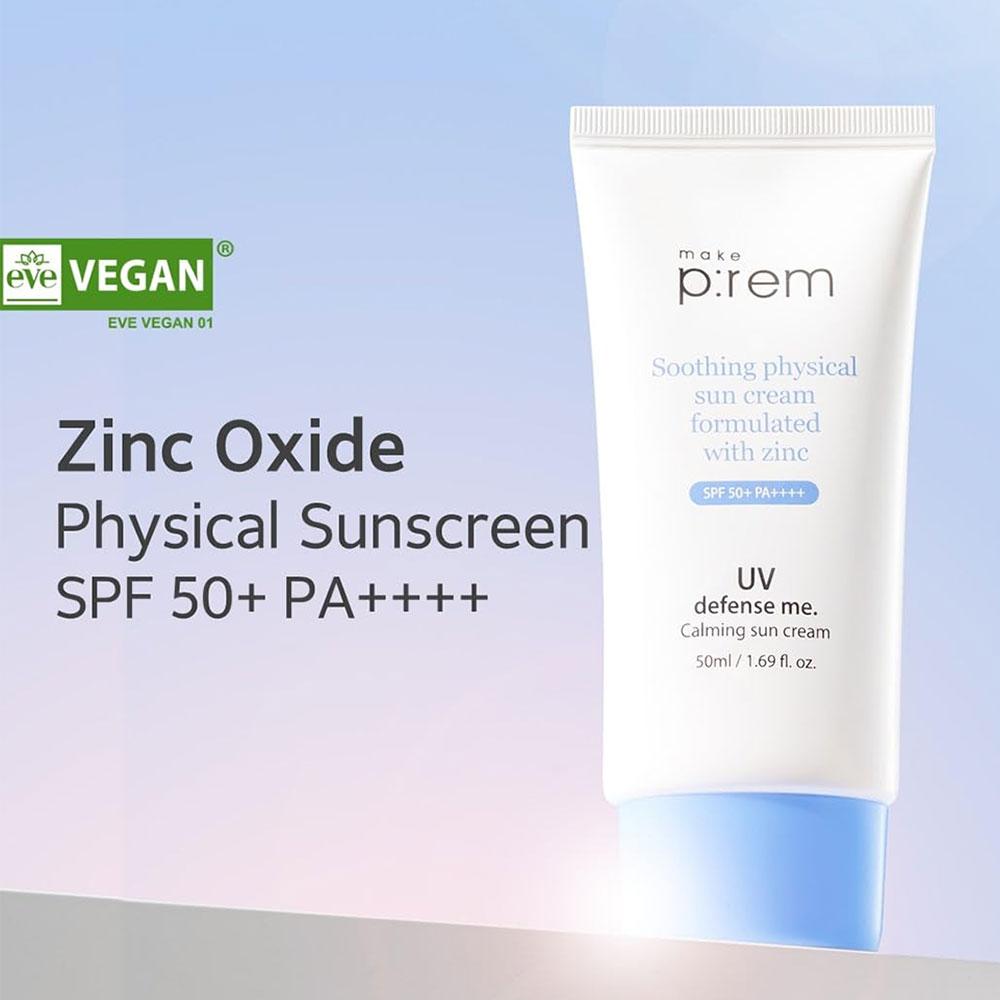 Make P:REM Успокаивающий солнцезащитный крем UV Defense Me 50 мл (SPF50 +)