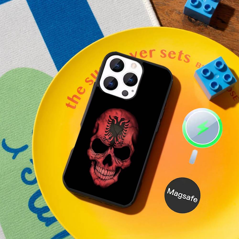 Чехол для телефона с флагом Албании для iPhone 17,16,15,14,13,12,11,Pro,Max,Plus,Mini,SE4,E Магнитный Magsafe Беспроводная зарядка