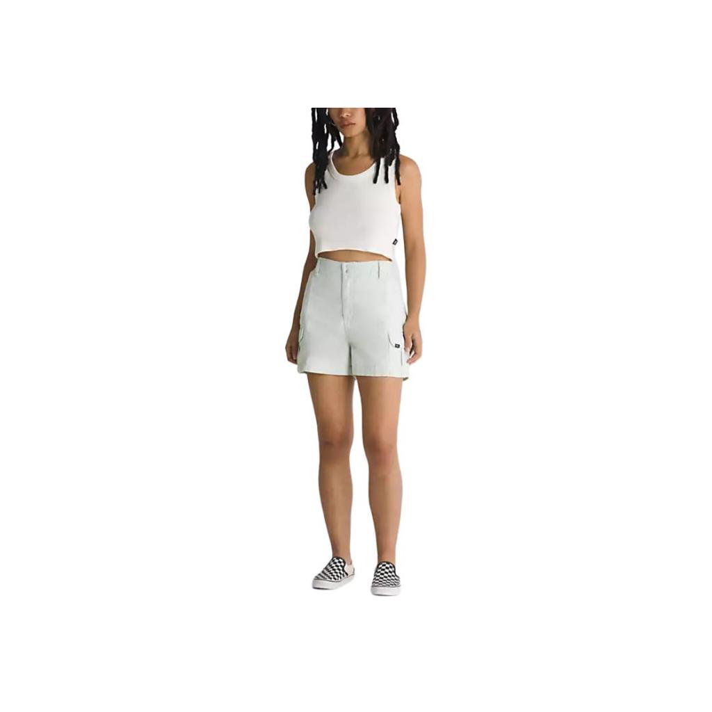 Vans Шорты-карго Sidewalk 3.5, однотонные, с нашивкой на кнопках и логотипом, рабочие карманы, повседневные шорты, женские шорты светло-голубого цвета VN000GJCCHF