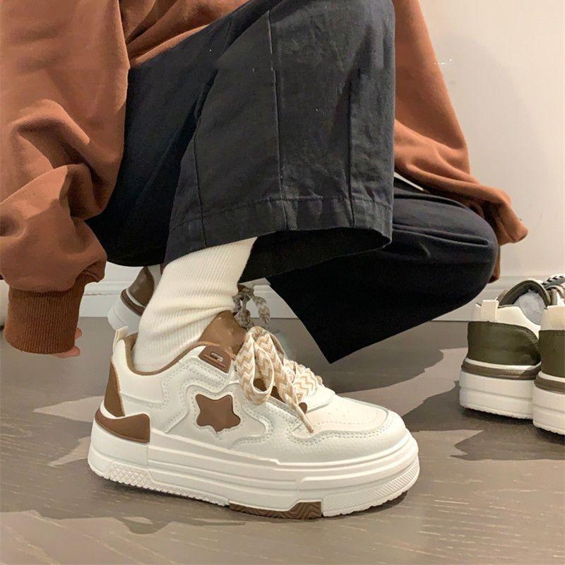 Модные женские кроссовки на платформе со звездным дизайном, на шнуровке, для скейтборда, на плоской подошве, удобные кроссовки для бега, для тенниса, для бега