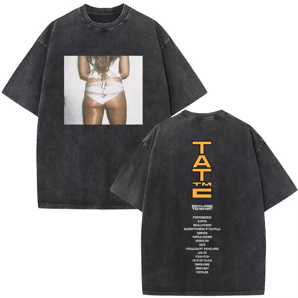 Tate McRae So Close To What Album Tour Washed Tshirt Men Women Cotton Short Sleeve Summer Vintage T Shirt Tops Fans Gift