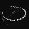 Jewelry Head Chain Rhinestone for Women Headwear Pearl Crystal Wave Hairband Black Silver Metal