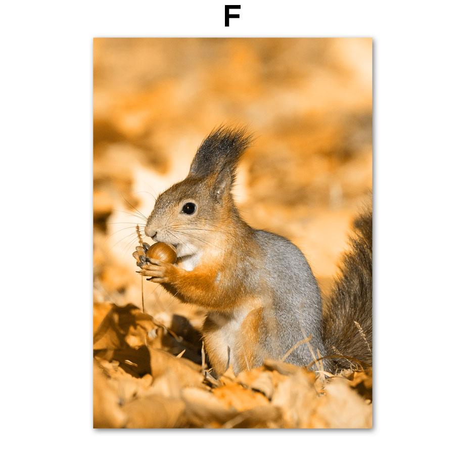 Autumn Forest Highway Lake Pumpkin Squirrel Village Nordic Poster Wall Art Print Canvas Painting Wall Pictures For Bedroom Decor