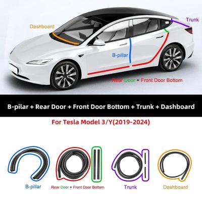 Звукоизоляционный комплект уплотнителей дверей для Tesla Model Y 2024 г. - Комплект от шума ветра для Model 3 - Комплект уплотнителей полосы переднего багажника