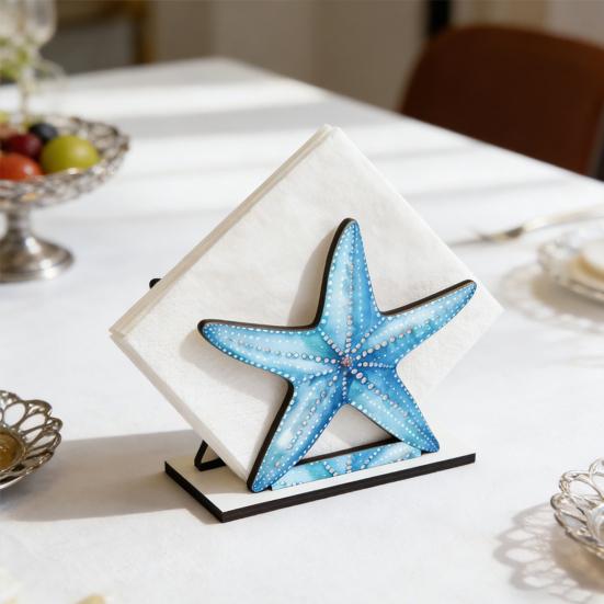 Ocean Themed Wooden Napkin Holder for Table, Summer Coastal Napkin Dispenser, Rustic Tissue Holder for Kitchen, Dining Room