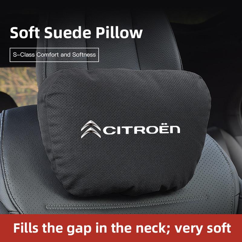 Breathable Car Neck Pillow Premium Suede Memory Foam Headrest For Citroen C5X e-C4 X e-C3 C4 C3 C5 Berlingo C-Elysee Keychain alb256