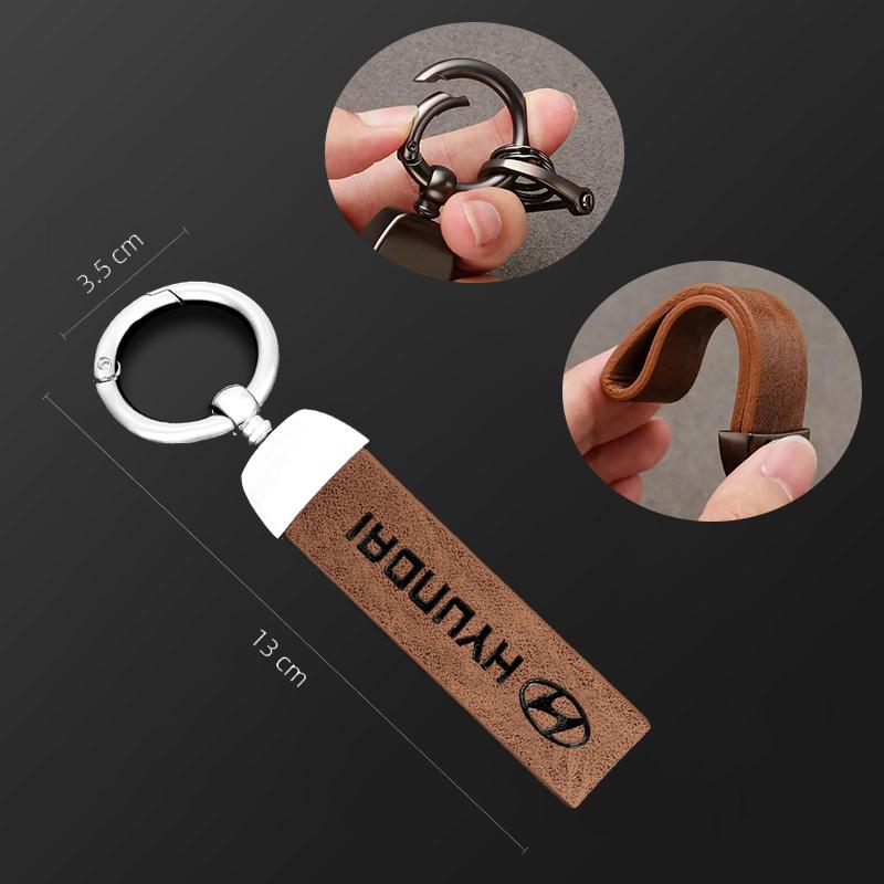 Car Valve Core Vintage Leather Keychain Ring Zinc Alloy Chain Key For Hyundai Tucson Accent Kona Elantra Getz Ioniq I40 Sonata ZZ39