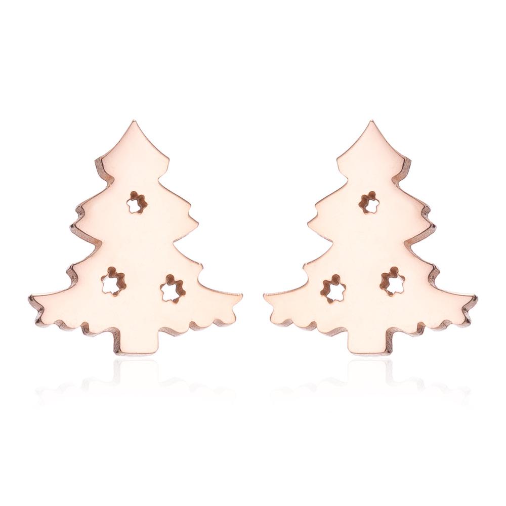 Простые серьги-гвоздики в виде рождественской елки из нержавеющей стали