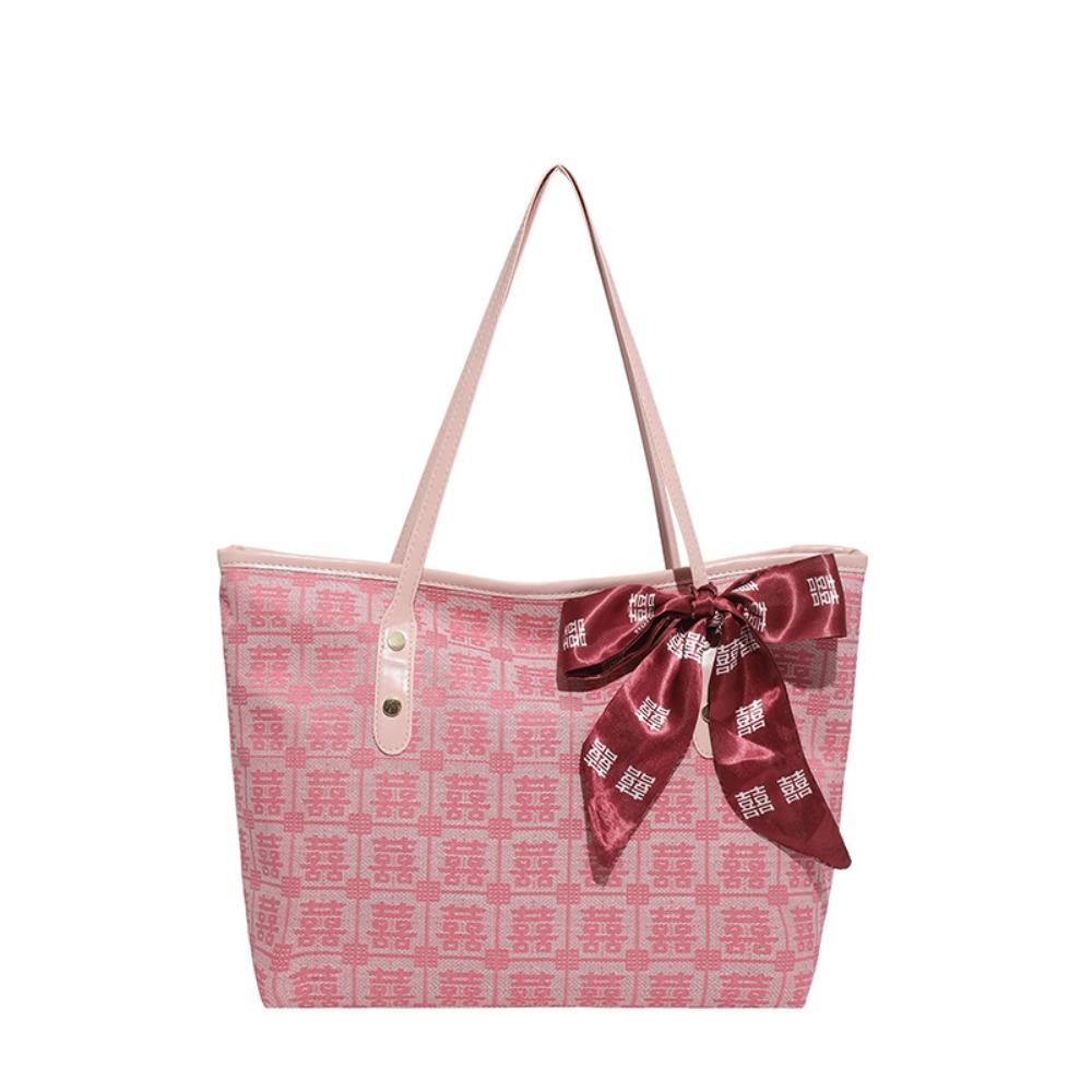 Reusable Women Tote Bag Large Capacity Bridal Shoulder Bag Traditional Red Envelope  Baby Shower