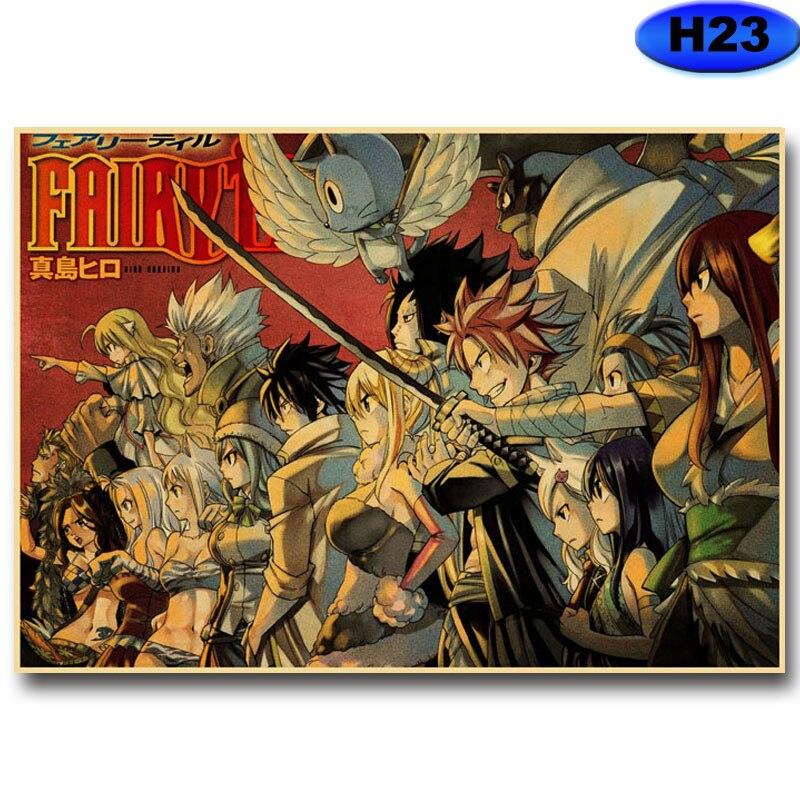 Anime Fairy Tail Posters Wall Stickers Kraft Paper Retro High Definition Poster Home Decor Living Room Bedroom Bar Decoration