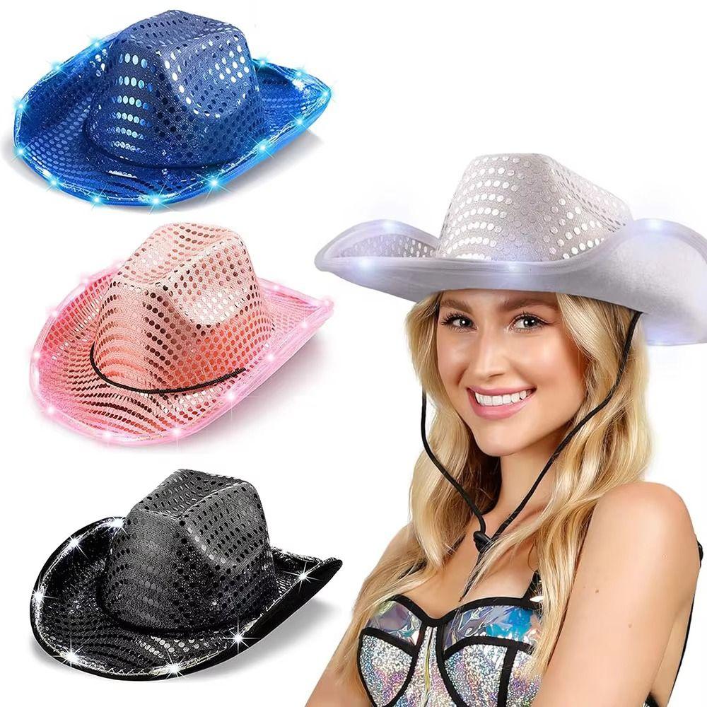 Luminous Design Flashing Cap Pearlescent Finish Cowgirl Hat LED Cowboy Hat Carnival Party