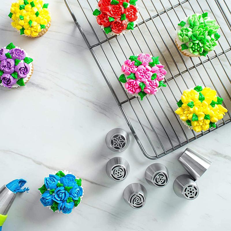 7 шт./компл., насадка для насадки для глазури в виде русского листа и цветка, наконечники для торта, декор, инструменты для выпечки