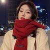 New Christmas Gift Red Knitted Solid Color Scarf Women's Winter Warm Plaid Versatile Wool Scarf