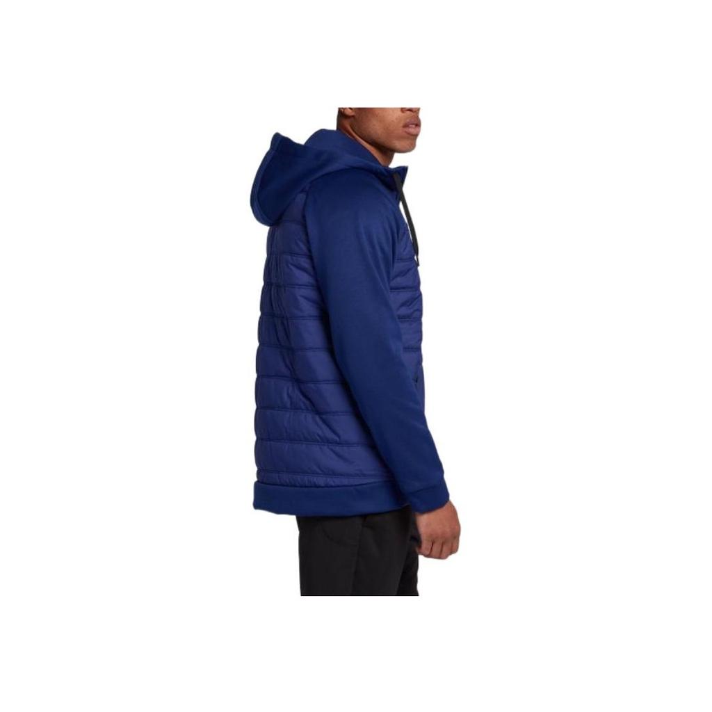 Nike Куртка мужская с капюшоном и карманом-кенгуру с логотипом, хлопковая, синяя, AO1441-478