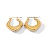 18K Gold-Plated Geometric Rhombus Drop Earrings - European and American INS Style, Stainless Steel Jewelry for Women