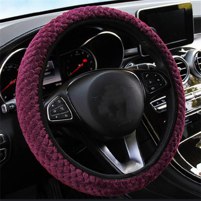 Зимний теплый чехол на руль, мягкий плюшевый чехол на руль, гибкий противоскользящий, полностью обернутый, защита руля для 37-38 см