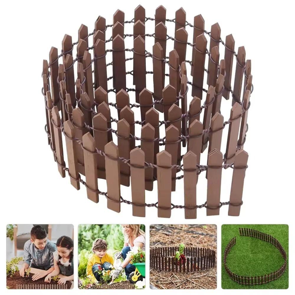 90x5cm Mini Fairy Garden Fence Natural Wood Miniature Picket Fence Indoor Courtyard