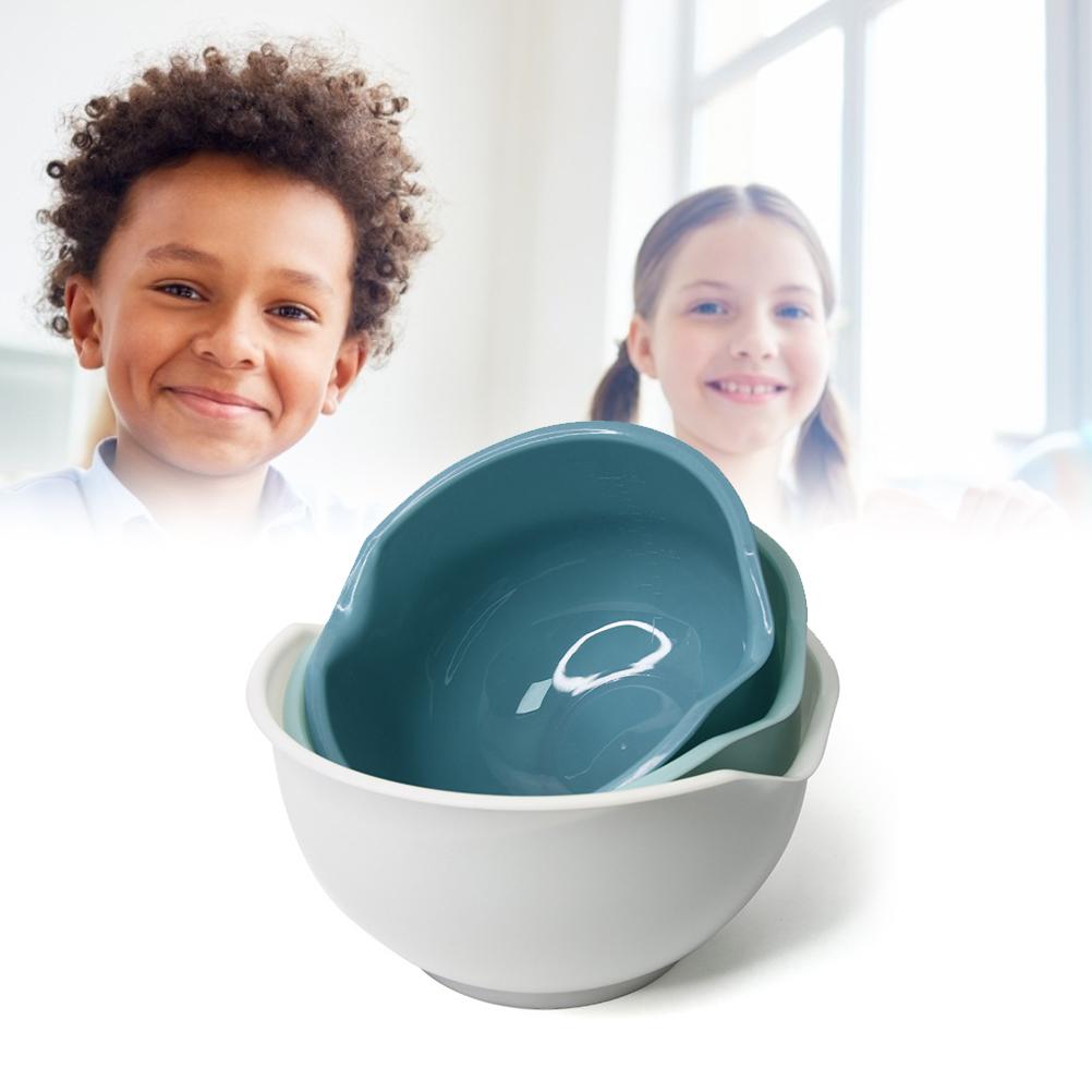 3pcs Plastic Mixing Bowls Salad Bowl Set Blue Cyan White 22.5x12cm