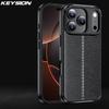 KEYSION Shockproof Case for iPhone 17 Pro Max Soft Silicone Leather Texture Business Style Phone Back Cover for iPhone 17 17 Air