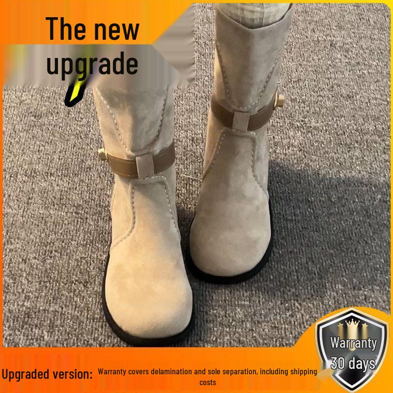 Ретро французские замшевые ботильоны на высоком каблуке для женщин - увеличивающие рост слипоны в рыцарском стиле