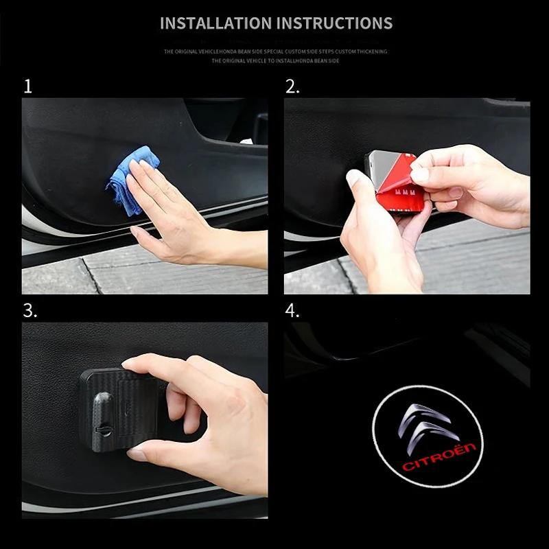 2 шт. Автомобильные светодиодные проекторы для дверей, приветственные огни, аксессуары для Citroen C1 C2 C3 Vts C4 Saxo C4L C5 C6 C8 Xsara Picasso Berlingo