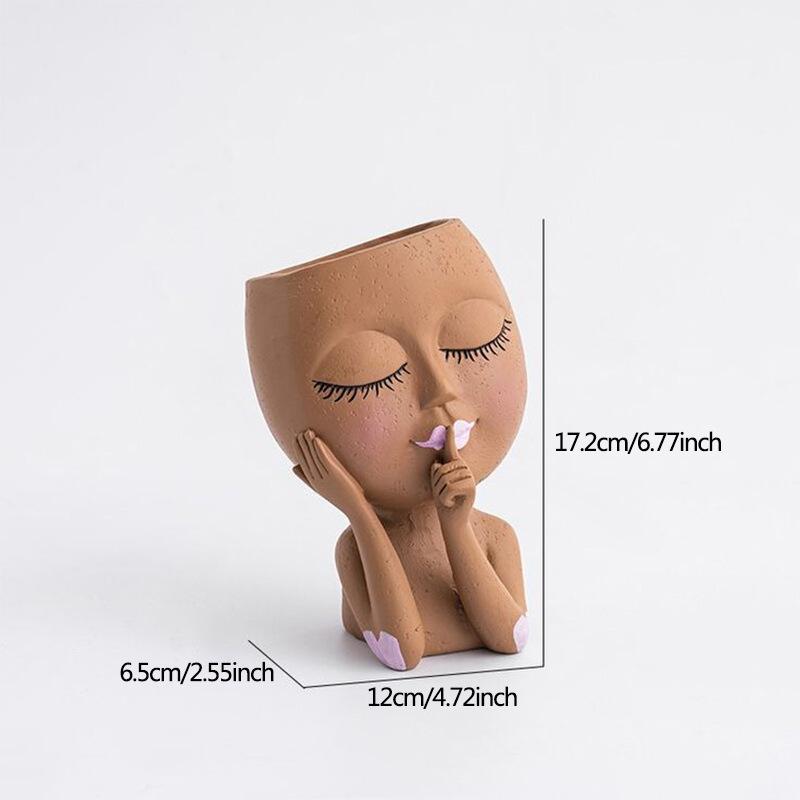 Уникальные кашпо для лица, горшок для комнатных уличных растений, милое женское лицо с закрытыми глазами, горшок для растений, домашний садовый декор