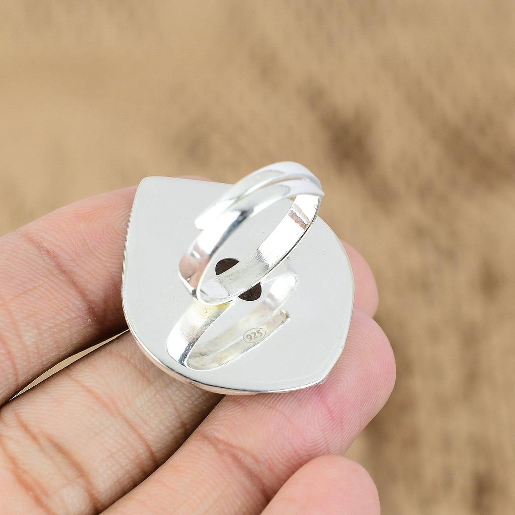 Mothers Day Deal 925 Sterling Silver Golden Rutile Gemstone Statement Wife Ring