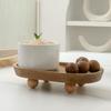 Elegant Wooden Tray Convenient Pedestal Stand Plate Multifunctional Jewelry Home Storage Food Dessert Display Trays Decor