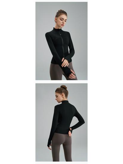 Женская облегающая куртка для йоги с длинным рукавом Nude Feel: Воротник-стойка, Высококачественная осенне-зимняя одежда для фитнеса