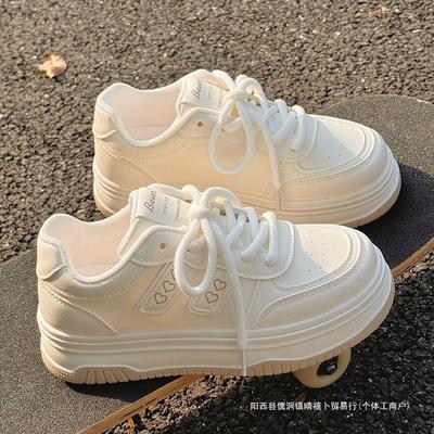 Молочный фуфу маленькие белые туфли женские 2025 весна новые популярные студенческие универсальные шикарные туфли женские туфли на толстой подошве женская обувь