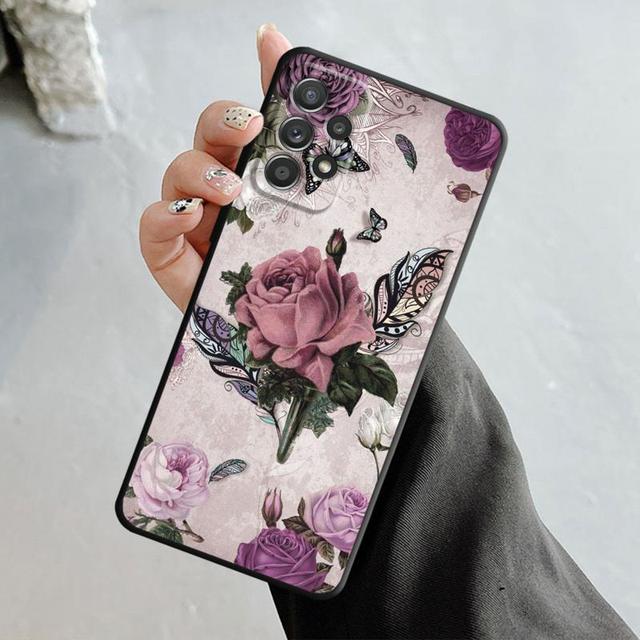 Роскошный эстетический чехол с бабочкой и розой для Samsung Galaxy A14 A73 A53 A71 A51 A31 A33 A22 A12 A21s A13 A32 A52s A72 A52 A23