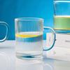 330 мл Летний стакан для холодных напитков Бытовая кружка для завтрака, сока, кофе Вертикально полосатый бокал для вина с ручкой Прозрачная посуда для напитков