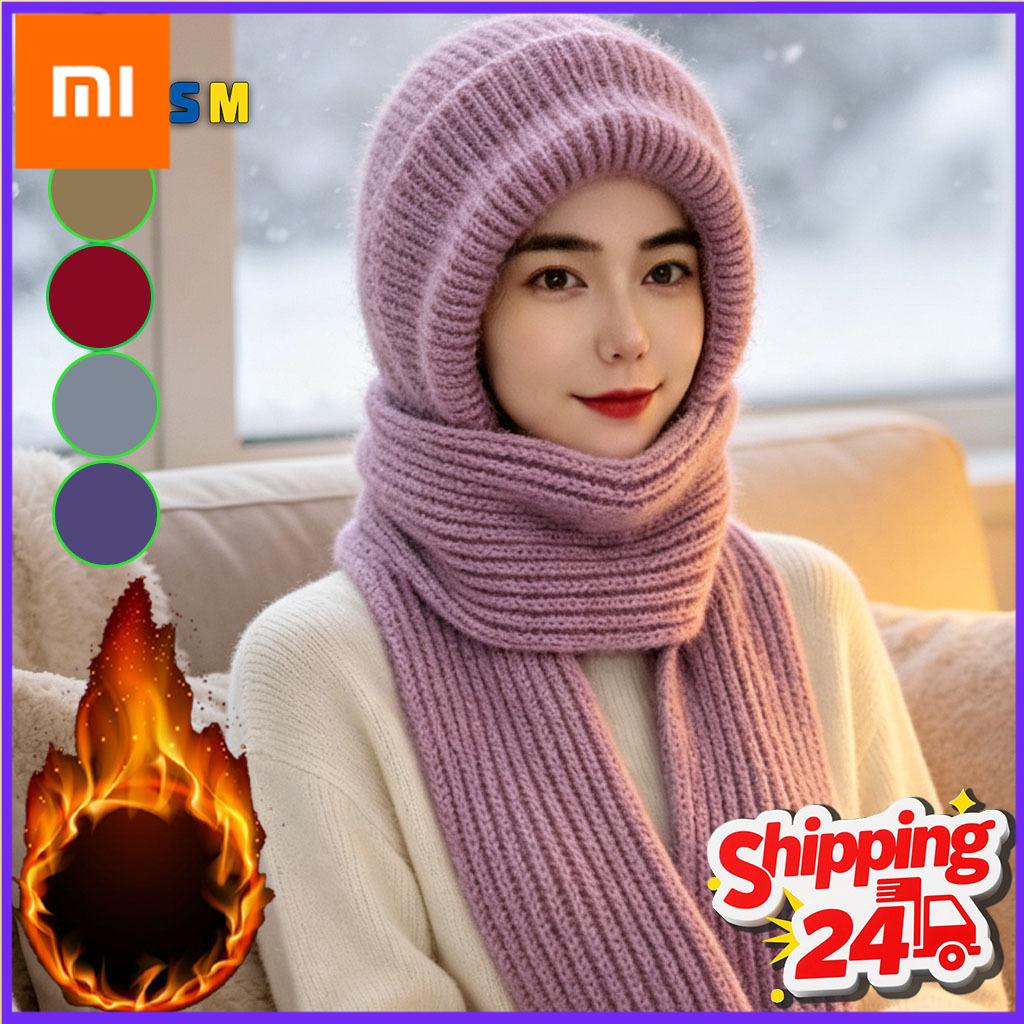 Xiaomi 1-5 шт. Женский зимний набор: шапка и шарф. Теплый ветрозащитный шарф-воротник для катания на лыжах, походов, бега на свежем воздухе, в холодную погоду, для повседневного ношения.
