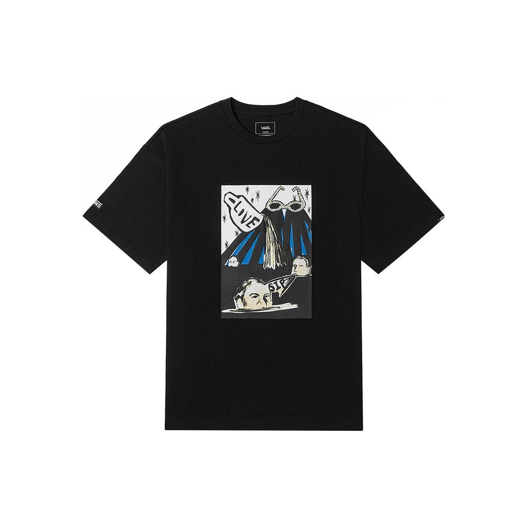 Vans X Hansol Collaboration American Vintage Cartoon Print Fun Crew Neck Short Sleeve T-Shirt SS22 Unisex T-Shirt Black VN0A7TR2BLK