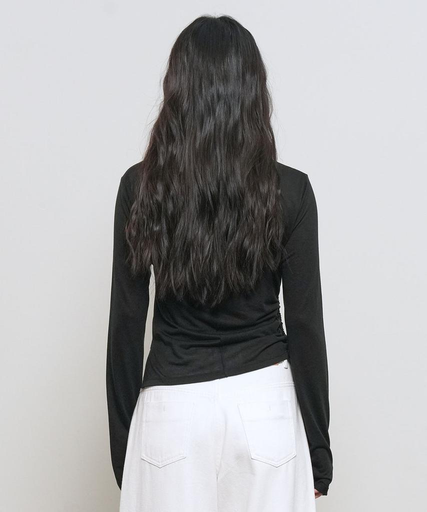 GENERALIDEA Shirred Long Sleeve T-Shirt [Black] / Gf2Lts517