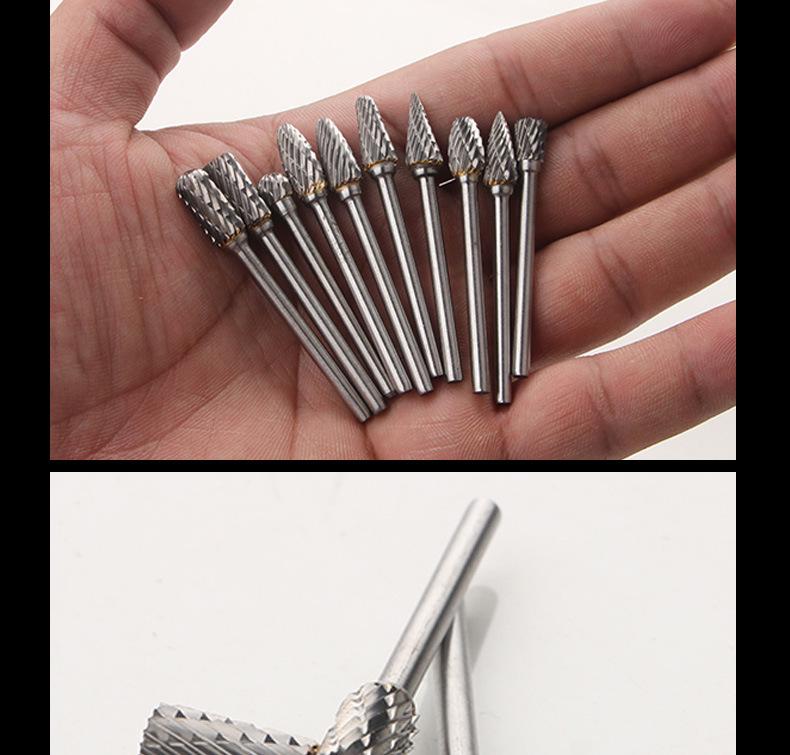 Аксессуар для шлифовальной машины с вращающимся напильником из карбида вольфрама - головка фрезы с одним и двумя зернами