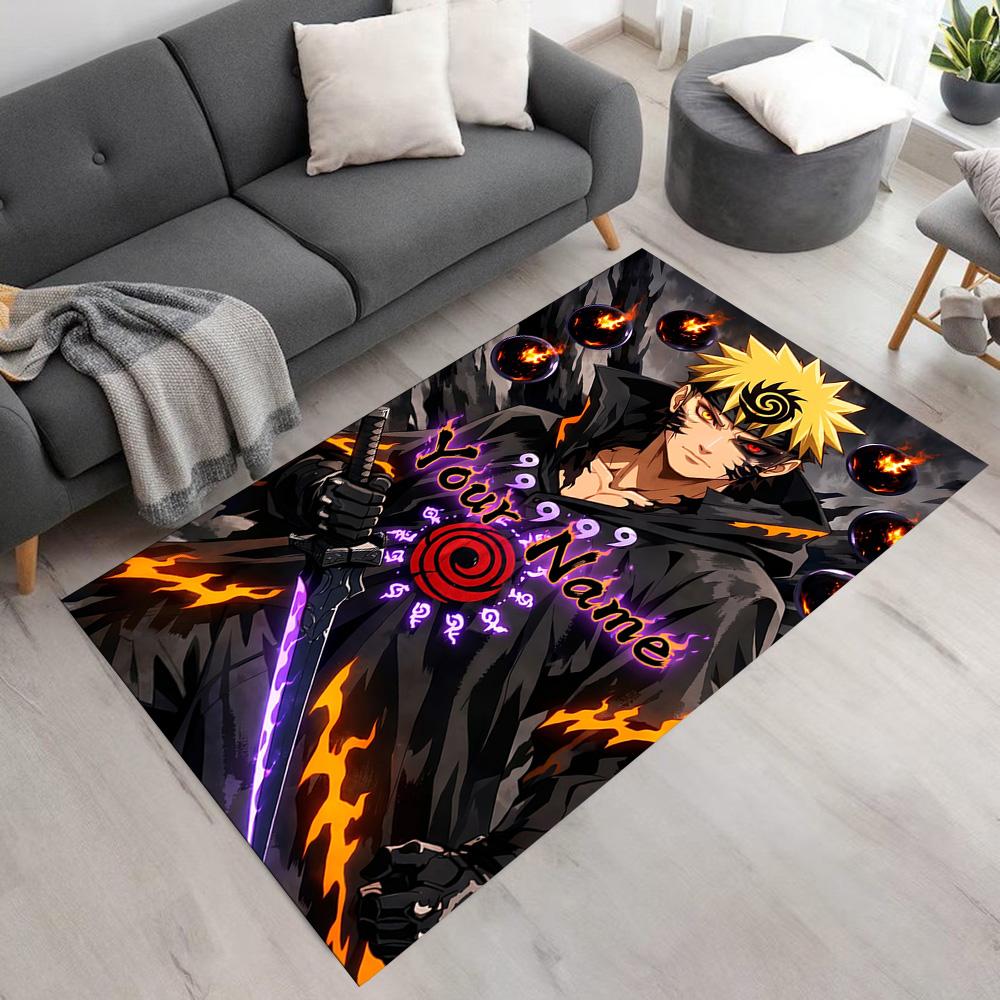 Naruto Character Customize Your Name Carpet Suitable for Playrooms Entryway Outdoor Living Rooms Antislip Carpet Anime Office Decor