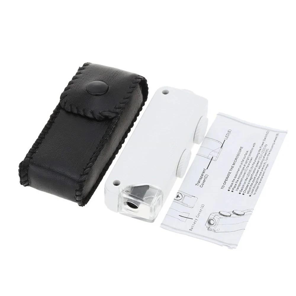 Compact 160x 200x Zoom Lighted Mini Microscope Jewelers Loupe Magnifying Glass High Power Magnifier For Specimen Jewelry Inspectio