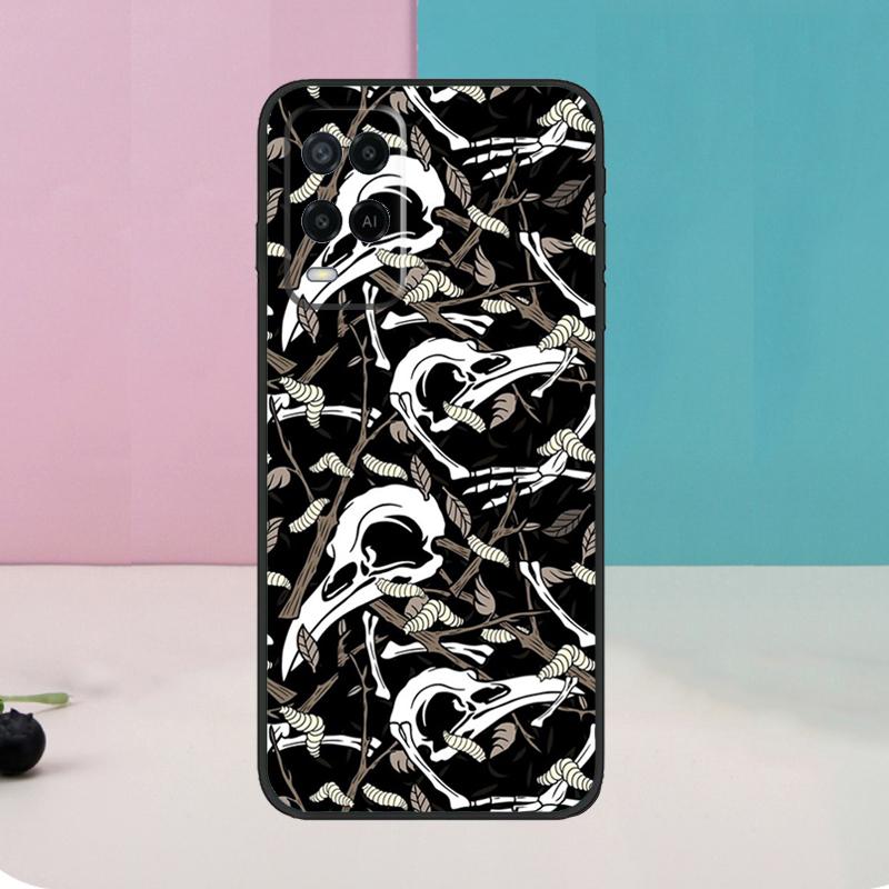 Raven Crow Skull pattern For OPPO A57 A77 A17 A16 A15 A54 A74 A94 A52 A72 A5 A9 A53 A91 A93 A76 A96 A58 A78 A98 Case