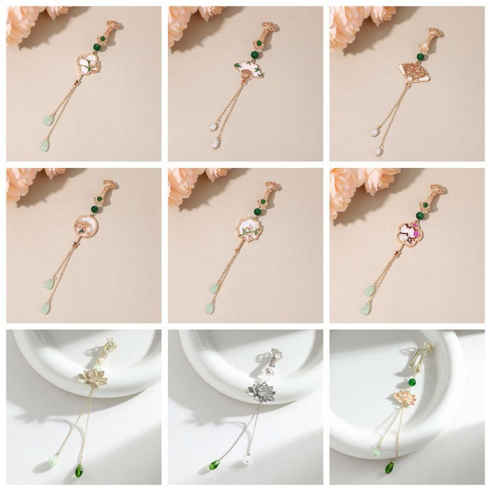 Long Tassel Chinese Style Brooch Electroplating Retro Lotus Brooch  Party Jewelry