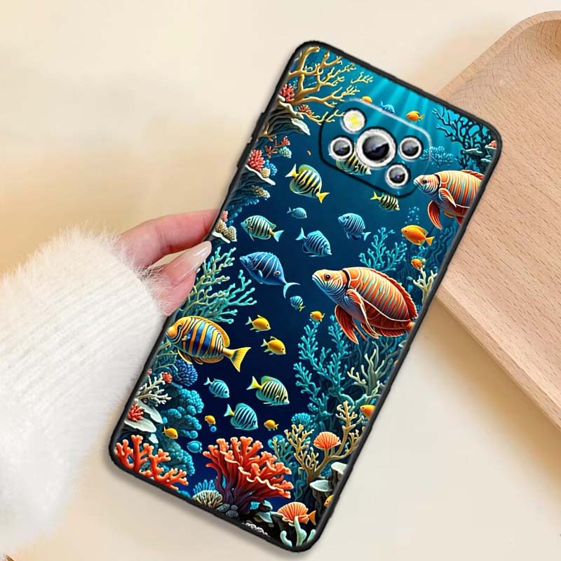 Мультяшный Аниме Чехол для Телефона с Черепахой и Слоном Для Xiaomi Mi Poco F3 F4 F5 F6 X3 X4 X5 X6 X7 M3 M4 M5 M6 M7 GT Pro 5G Черный